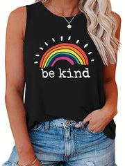  Women's Tank Top Slogan & Rainbow Print