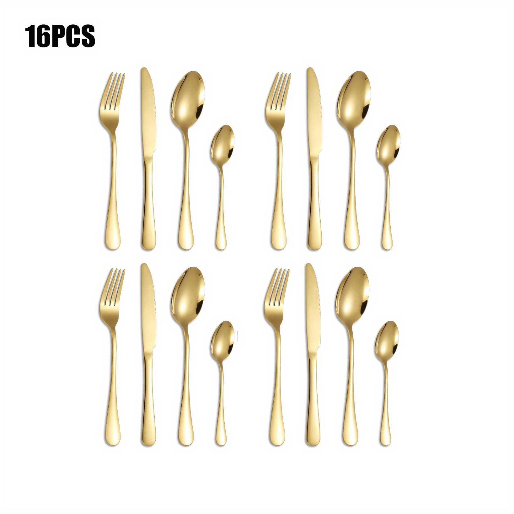 24pcs Stainless Steel Tableware Set Spoon Fork Modern Dishwasher Safe