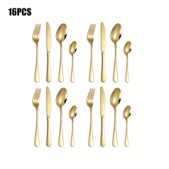 24pcs Stainless Steel Tableware Set Spoon Fork Modern Dishwasher Safe