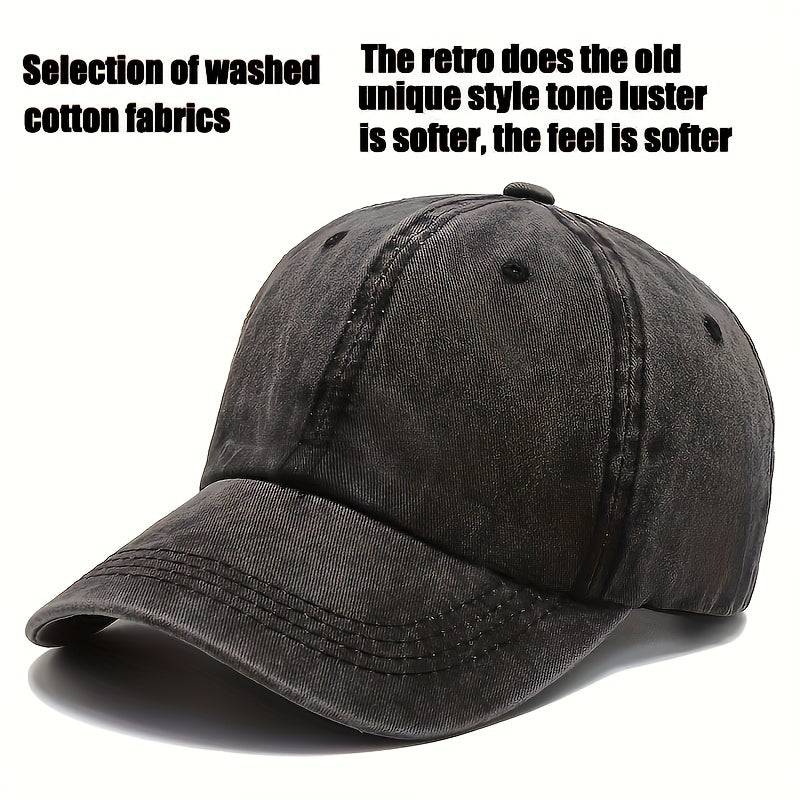 Washed Cotton Baseball Cap Adjustable Trucker Hat for Women Men