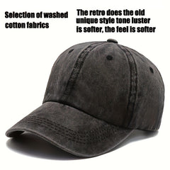 Washed Cotton Baseball Cap Adjustable Trucker Hat for Women Men