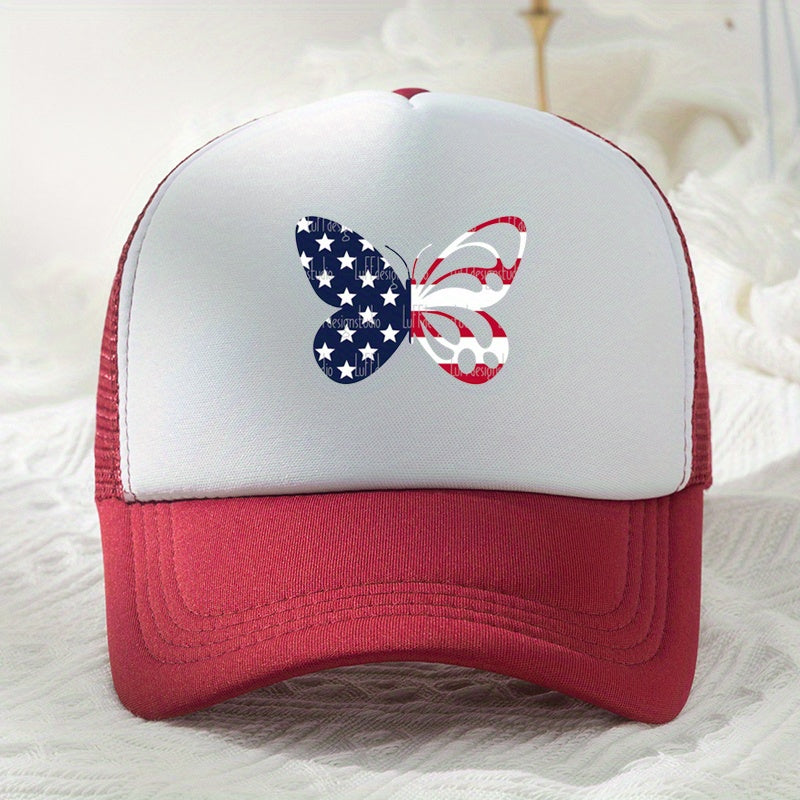Flag Butterfly Baseball Cap Mesh Trucker Dad Hats Sun Hats Patriotic Cap