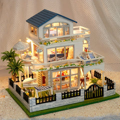 DIY Wooden Dollhouse Kit 3D Puzzle Assembled House Home Decor