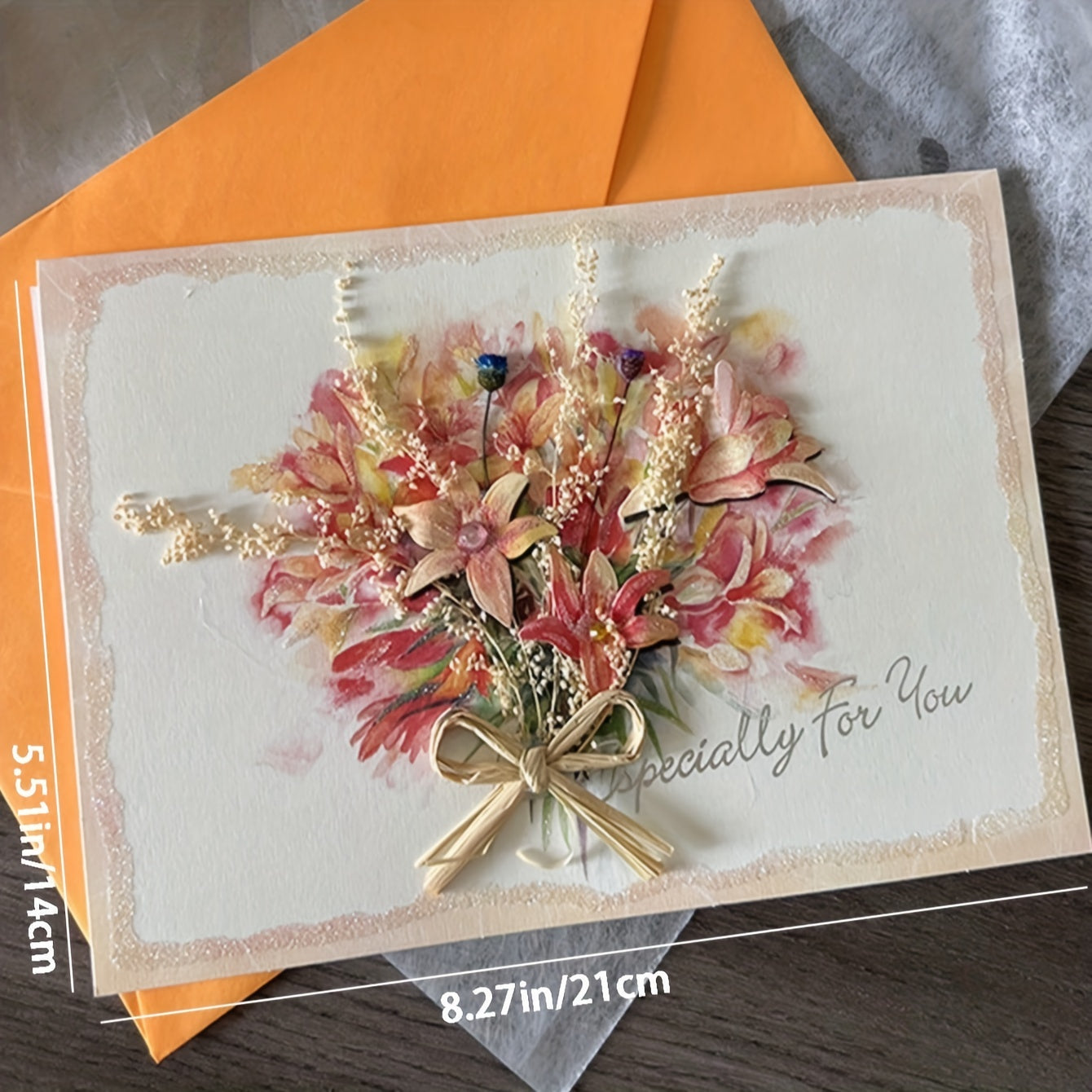 Pink Paper Dried Flower Greeting Card For Coworker Mother's Day Blessings