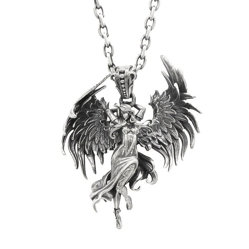 Men's Retro Angel Wings Pendant Necklace