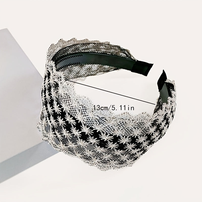 Star Lace Wide Brimmed Headband Holiday Hair Hoop