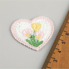Tulip Woven Table Mat for Dollhouses - Floral Heart Patterns