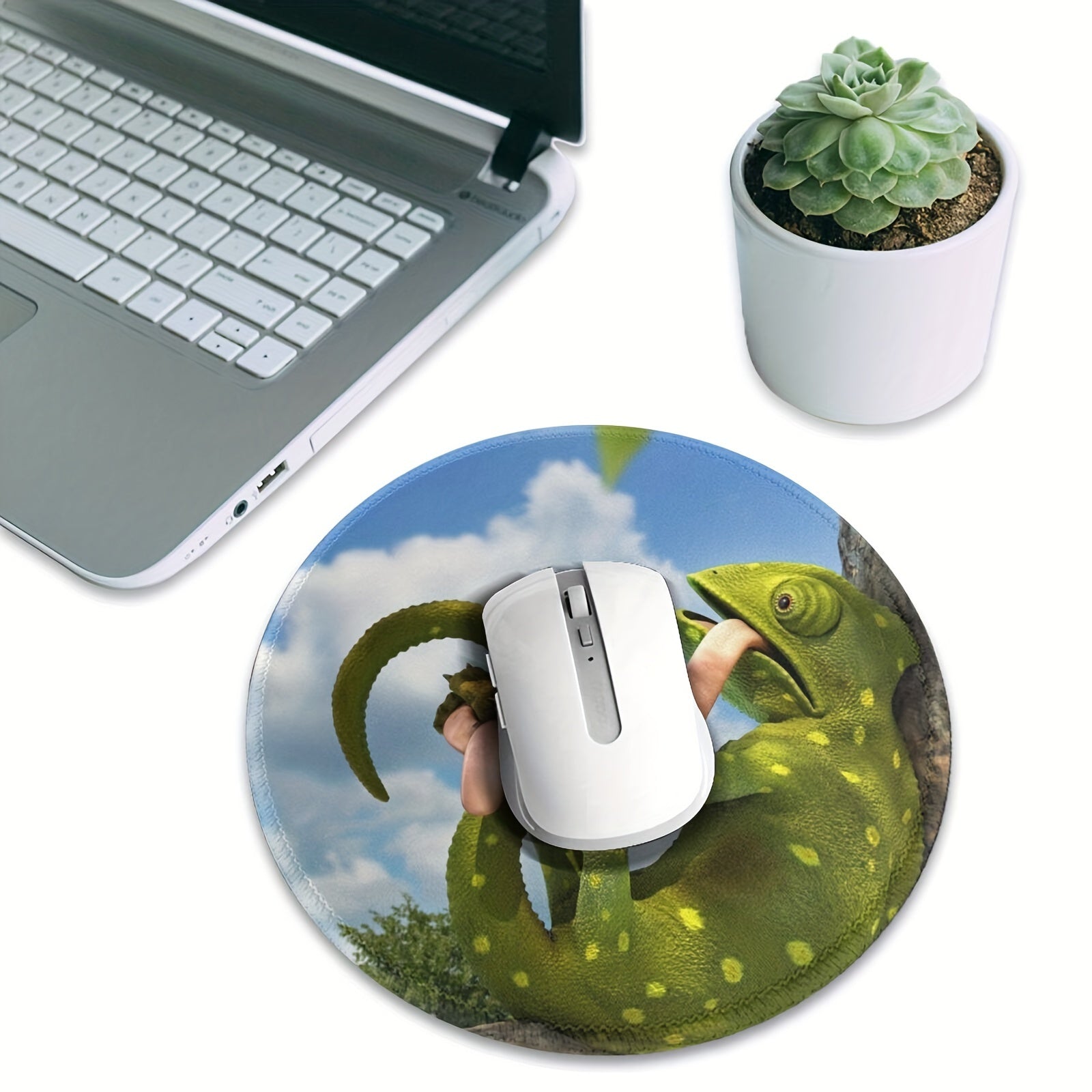 Chameleon Patterned Circular Stitched Edge Mouse Pad - Office Home
