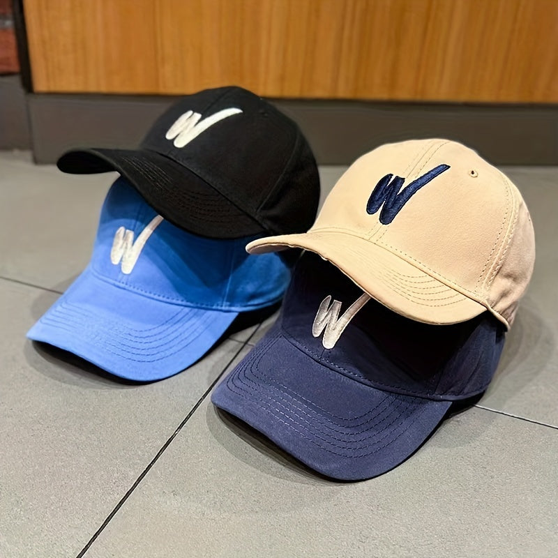 Inclined W Embroidery Baseball Cap Women Casual Sunscreen Sports Hat