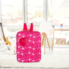 Pink Doll Carrier Backpack with Heart Window & Adjustable Straps for Toy Dolls