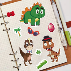 Cartoon Dinosaur Face Decal Sticker Set - 6pcs 12pcs Disposable