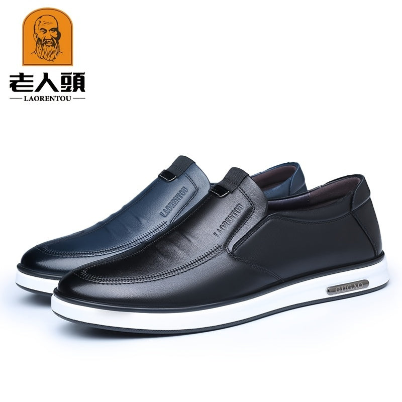 LAORENTOU Men's Leather Slip On Oxfords