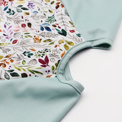 Boho Leaves Print Long Sleeved Feeding Bib for Baby Boys and Girls