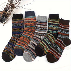 5 Pairs Mid Calf Wool Socks for Autumn/Winter