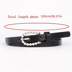 Vintage Faux Pearl Pin Buckle Belt for Women