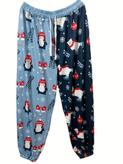 Women's Plus Christmas Tree & Snowflake Print Jogger Trousers