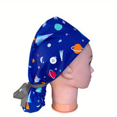 Green Print Work Cap Cartoon Adjustable Elastic Lace Up Cap
