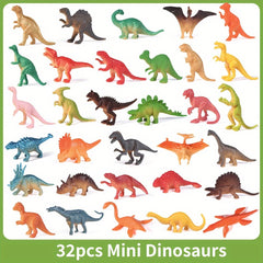 32pcs Plastic Dinosaur Figures Toys Birthday Party Favors Cupcake Toppers