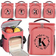 Insulated Lunch Bag with Garland Letters, Large Capacity, Double Deck