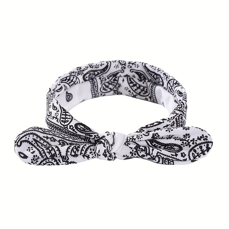 Boho Floral Rabbit Ear Headband Elastic Hair Accessories