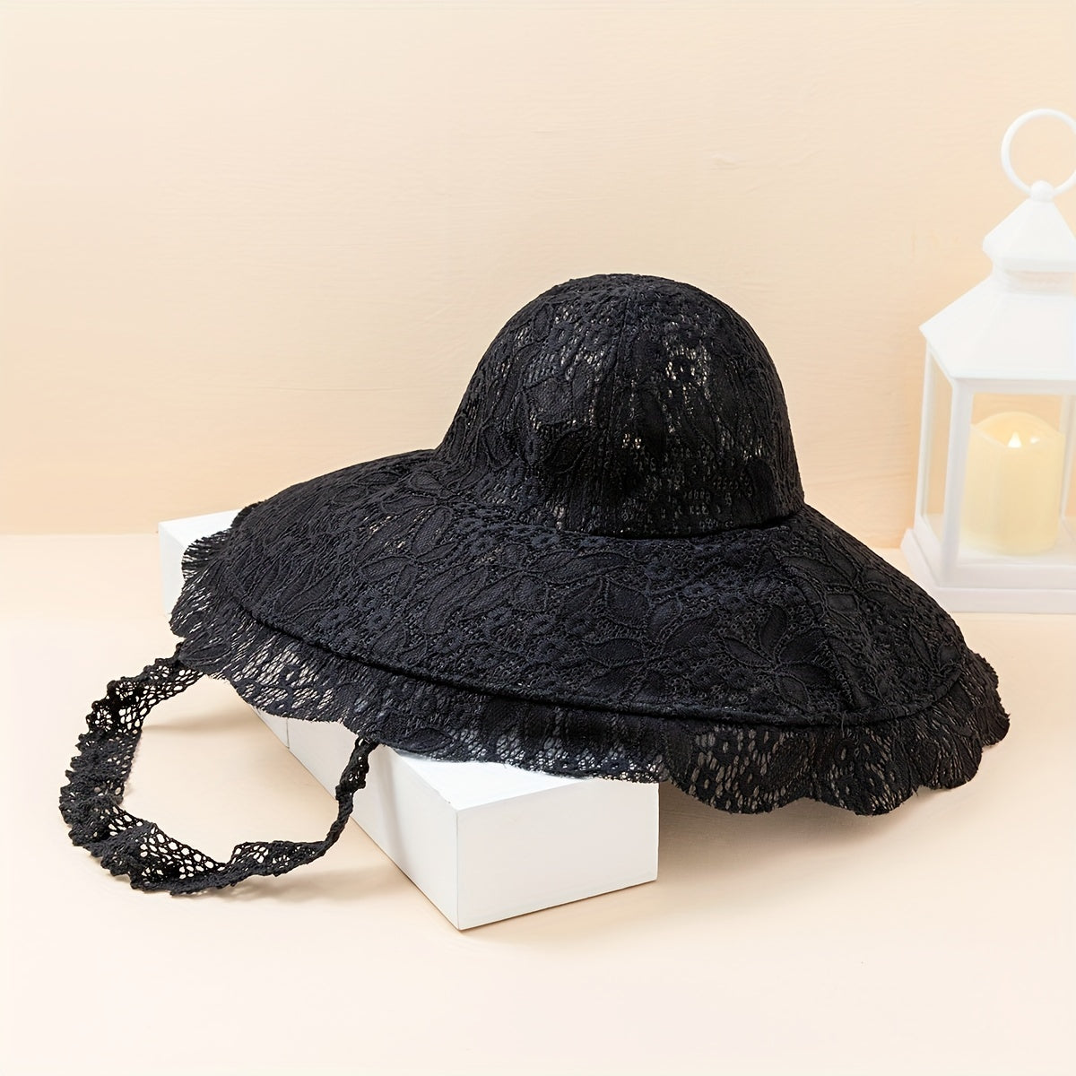 Wide Brim Lace Sun Hat Hollow Out Breathable UV Protection Hat