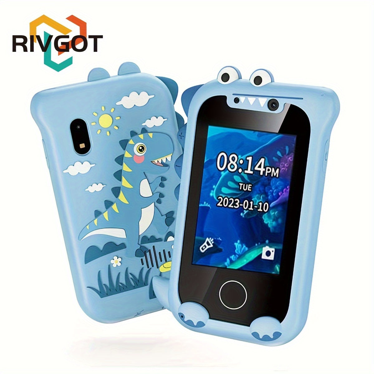 RIVGOT Dinosaur Smartphone Toy Touch Screen Camera Fun Learning