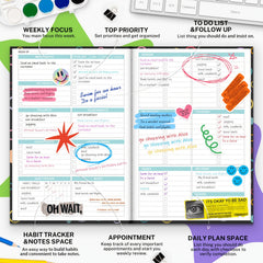 Undated Weekly Planner with Habit Tracker 5.8X8.5in