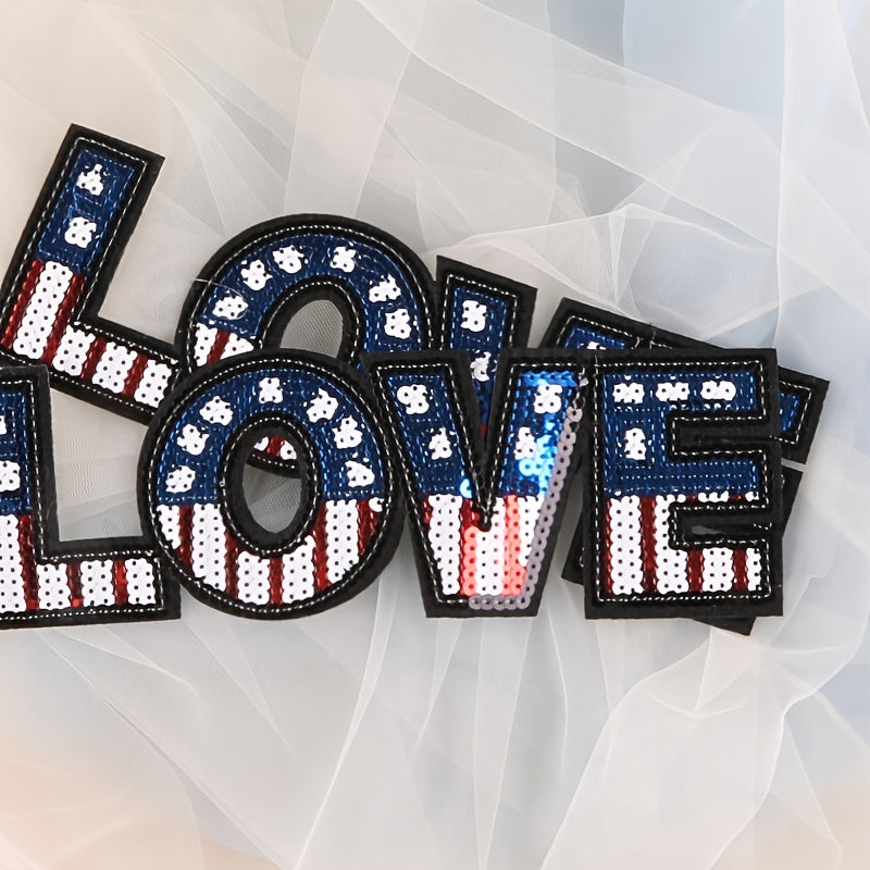 2pcs Sequins Letter Embroidery Patches Fabric Art Decor DIY Clothes Accessories