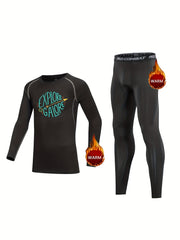 2pcs Kids Fleece Compression Base Set - EXPLORE Print