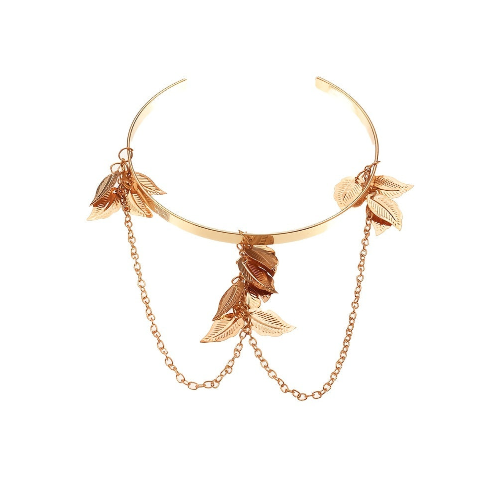 Leaf Shape Arms Band Chain Pendant Metal Band Vintage