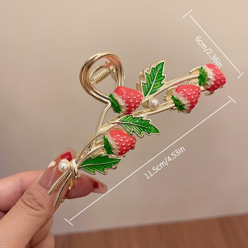 Pink Strawberry Hair Claw Clips Strong Hold Hair Jaw Clips Accessories