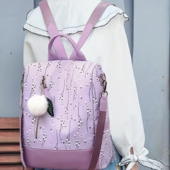 Casual Floral Backpack Large Capacity Travel Bag