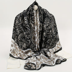 Paisley Print Satin Scarf Large Shawl Bandana Head Wrap