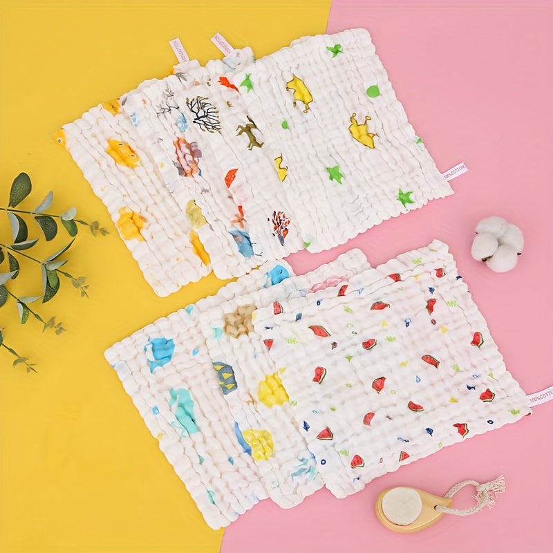 6pcs Baby Handkerchief Square Towel Bath Towels Face Washcloth Muslin Fabric