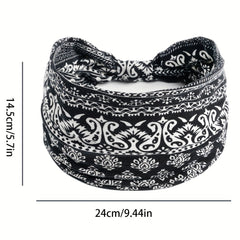 Boho Vintage Headband Paisley Pattern Stretchy Turban for Women