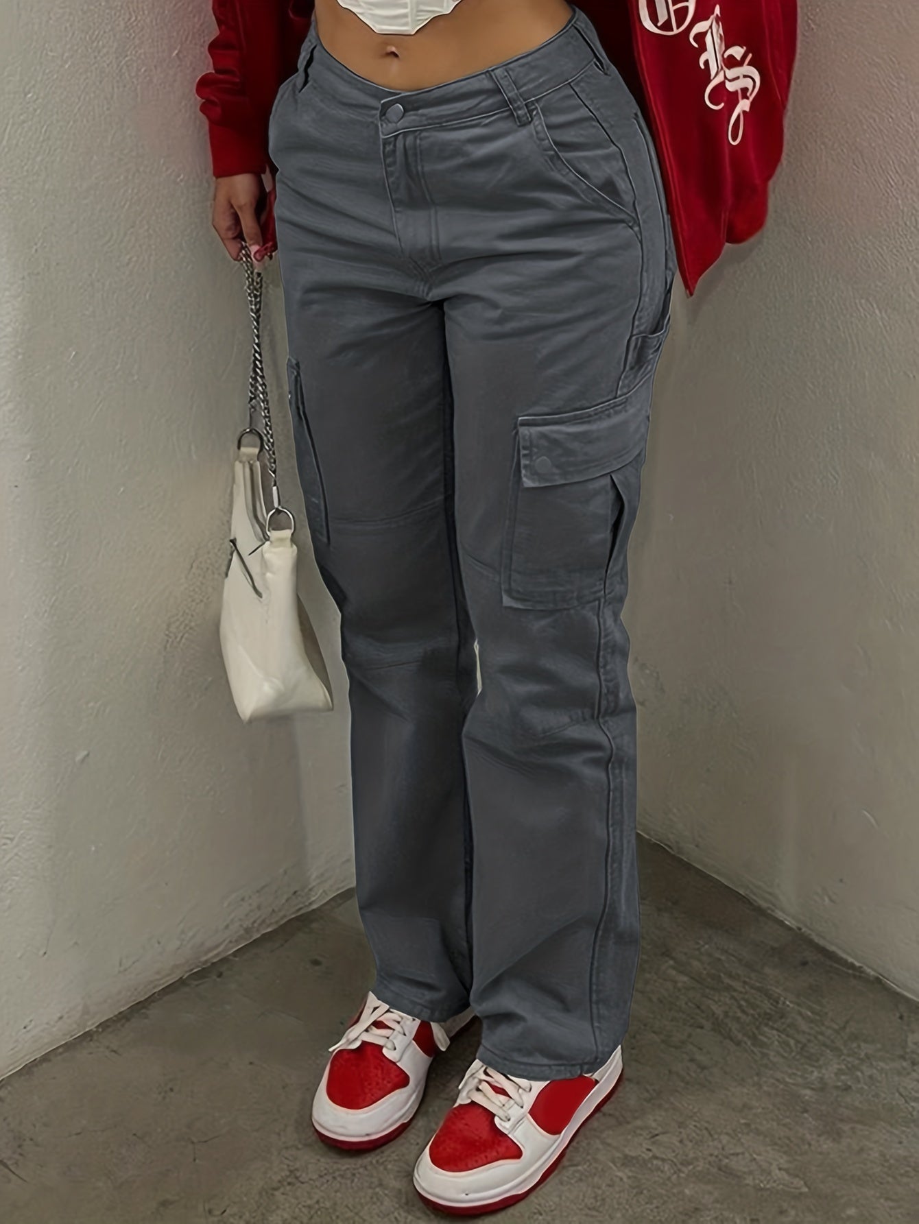 Vintage Y2K High Waisted Cargo Pants for Women