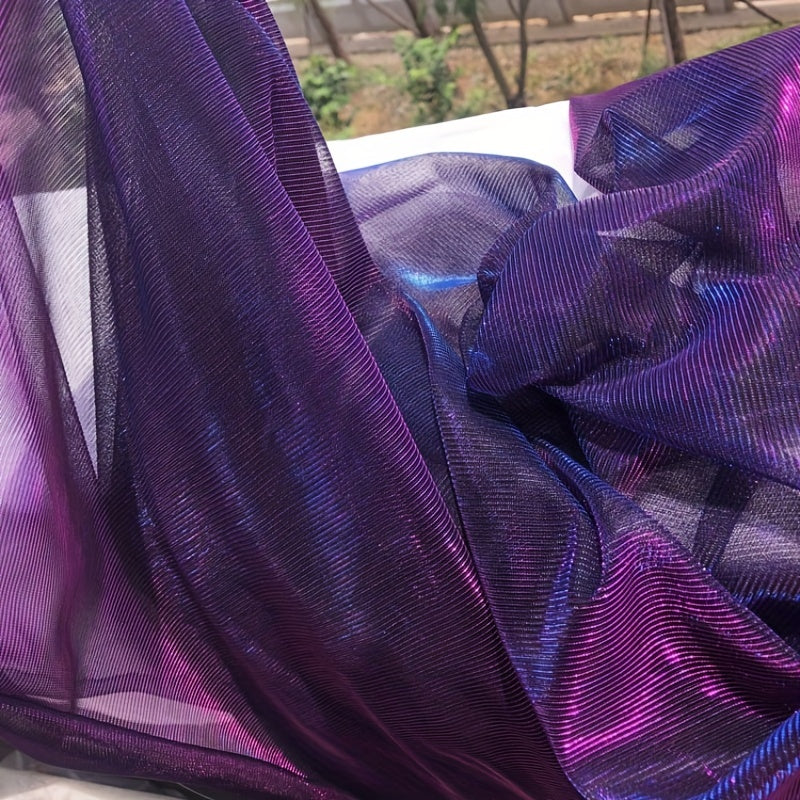 Purple Laser Hollow out Mesh Lace Fabric for Bridal Party