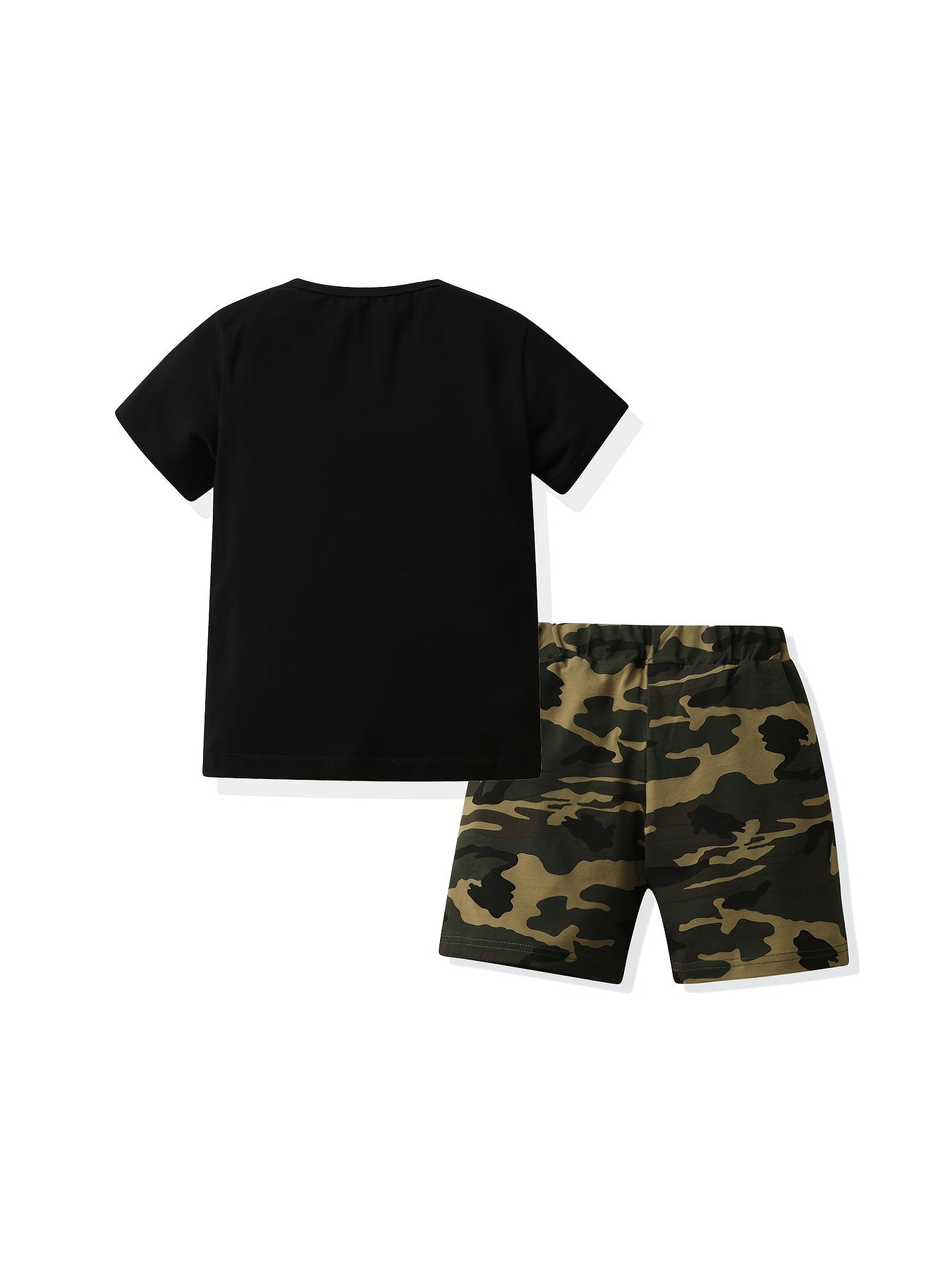 Boys Camo Print T-shirt and Shorts Set for Summer