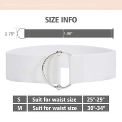 Ruaite Women Stretchy Wide Waist Belt O Ring Buckle Elastic Waist Belt