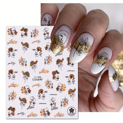 3D Graffiti Nail Art Stickers Abstract Line DIY Manicure Tips Decoration