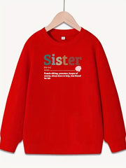 Girls Sister Letter Print Sweatshirt Top Pullovers