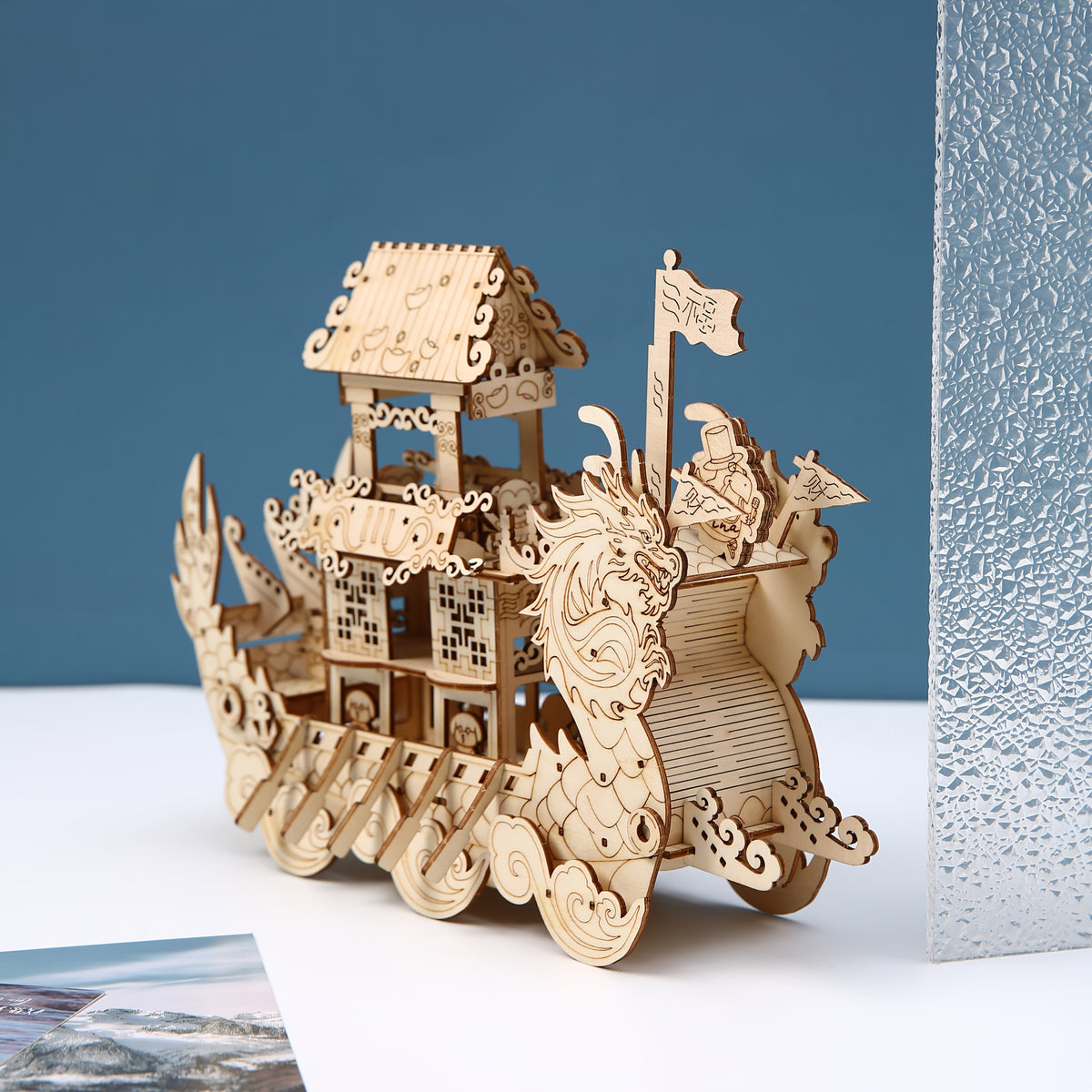 DIY 3D Wooden Puzzle Model Chinese Dragon Boat Educational Heritage