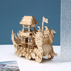 DIY 3D Wooden Puzzle Model Chinese Dragon Boat Educational Heritage