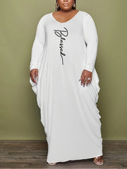  Letter Knot Sleeve Maxi Dress High Stretch