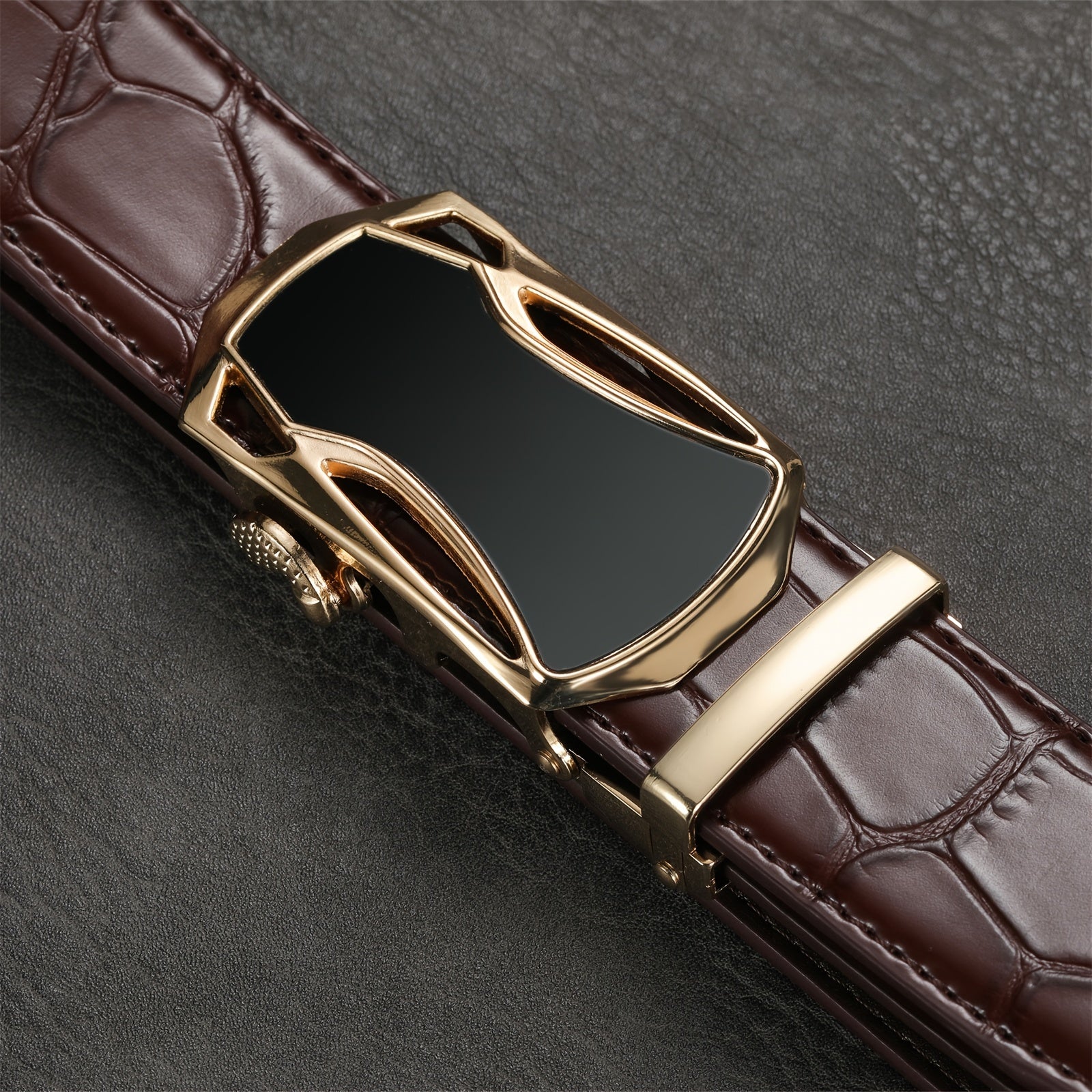 Men's Brown Casual Automatic Buckle Belt