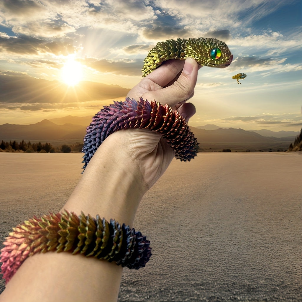 3D Printed Jointed Snake 33in Hinge Joint Hand Painted Animal Statue