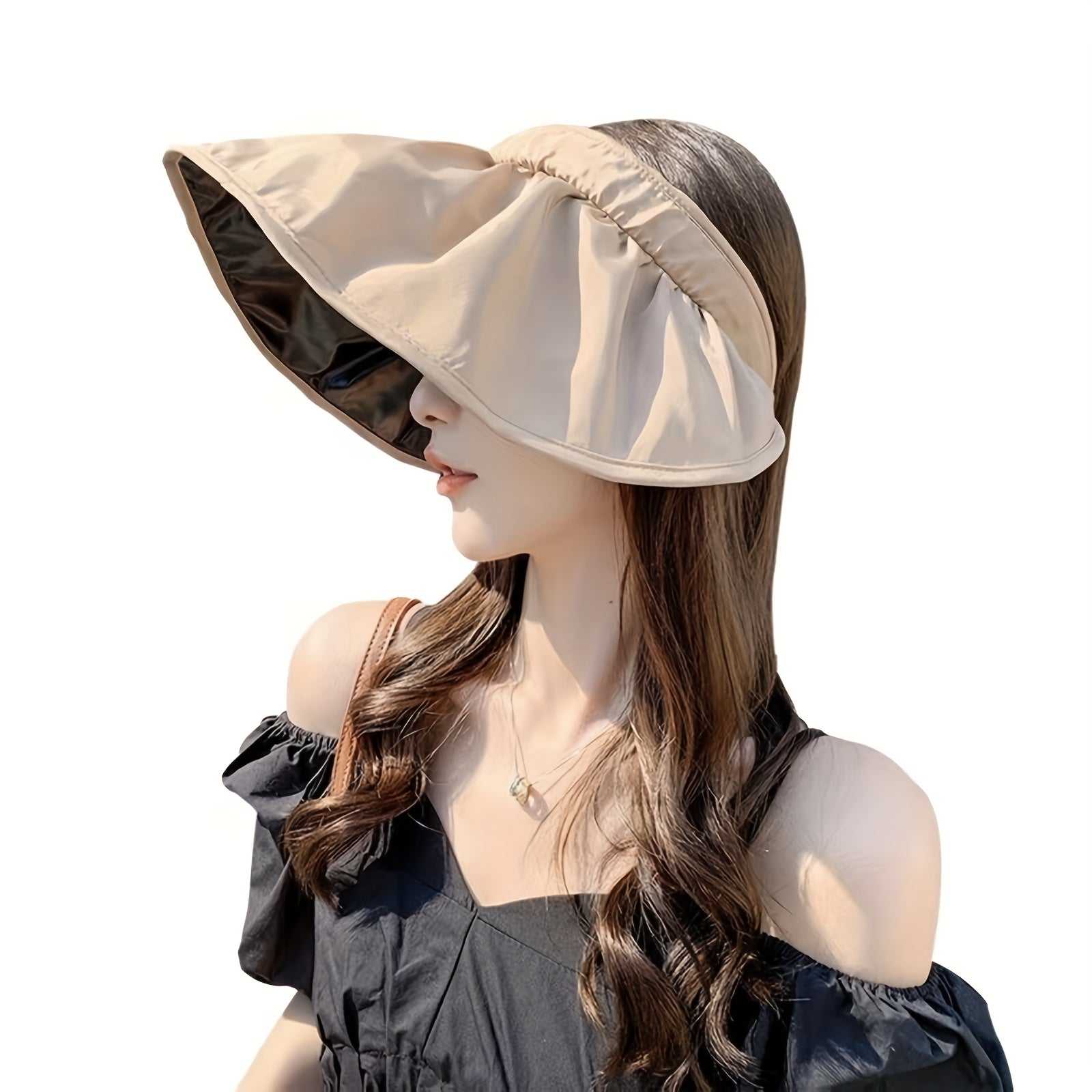 Wide Brim Shell Visor Hat Sun Hat UV Protection Travel Beach Hat