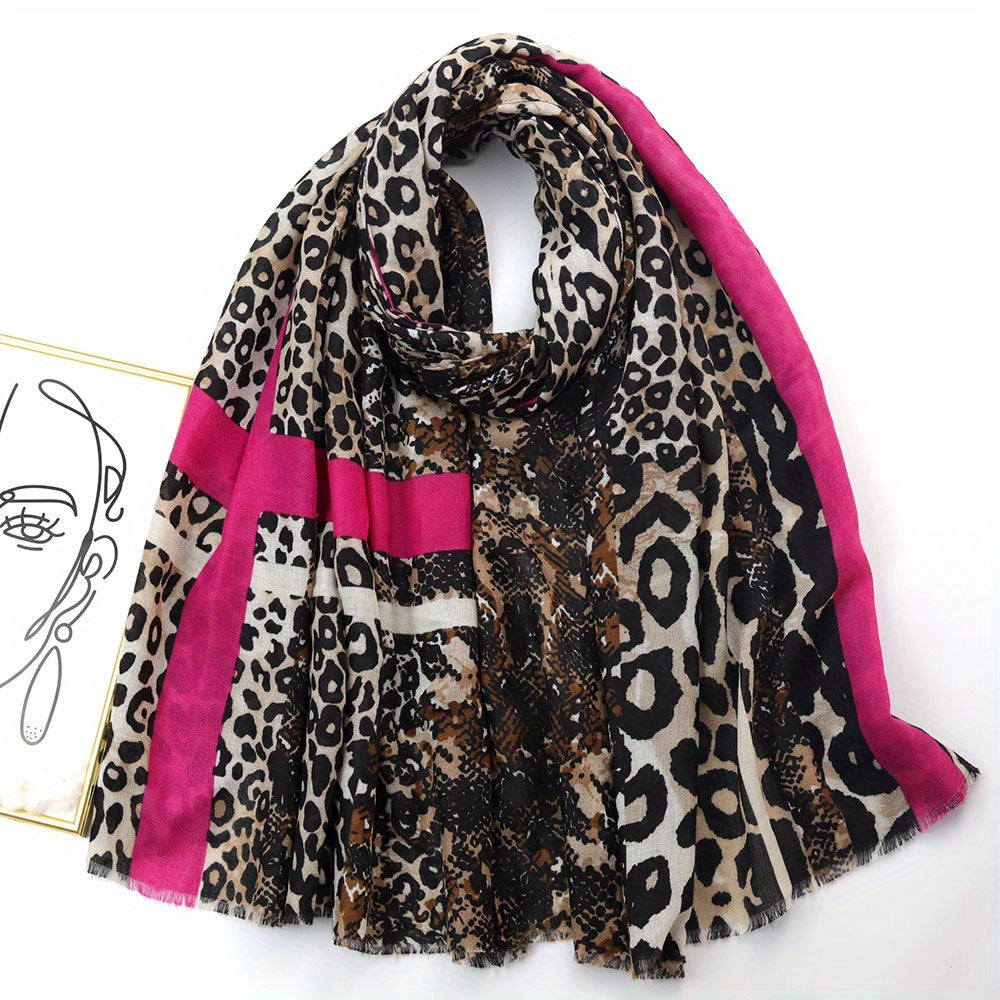 Leopard Print Matching Shawl Thin Breathable Tassel Scarf