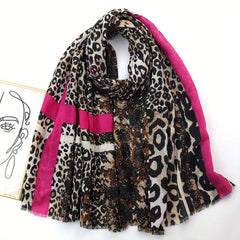 Leopard Print Matching Shawl Thin Breathable Tassel Scarf