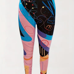 Graffiti Print Skinny Leggings High Waist Stretchy Leggings